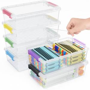 lot 14463 image: GEOPHIA 6 Pack Extra Large Pencil Box with Removable Divider, Thickened Pencil Case Bulk, Clear Crayon Marker Organizer Stackable Plastic Small Storage Containers for Pen Craft School Supplies (Multi)