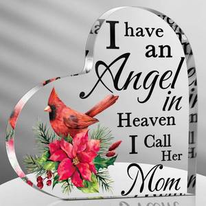 lot 14476 image: Karenhi 6 Inch Cardinal Memorial Gift for Loss of Mom, Sympathy Remembrance Decor with Red Bird, Bereavement Gift for Loss of Loved One, Angel in Heaven Table Decoration for Home Memorial Display
