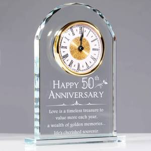 lot 14482 image: YWHL 50th Wedding Anniversary Quartz Clock Gifts for Parents, 50 Years Golden for Couple, Happy 50th Anniversary Decoration Gift for Her Him (Battery not Included)