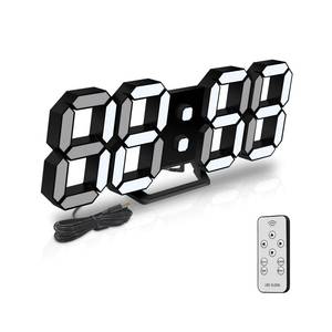 lot 14489 image: Deeyaple Led Digital Alarm Clock 3D Small Wall Clock Snooze Dimmable Time Memory 1224 Date Temperature Remote Control Night Light Office Kitchen Living Room Bedroom (9.7 Inch, Black)