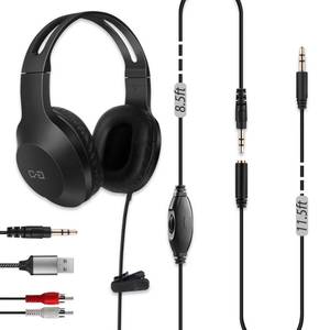lot 19992 image: DUNGZDUZ 20Ft Extra Long Cord Headphones for TV & PC with Volume Control, Wired TV Headset with Extension Cable, 3.5mm Aux Jack with USB & RCA Adapters for More TVs, Senior Friendly