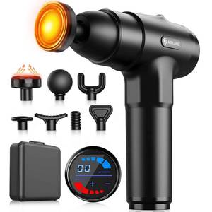 lot 19995 image: AERLANG Massage Gun with Heat Deep Tissue Back Massager Neck Massager for Pain Relief,Muscle Percussion Massage Gun, Birthday Gifts for Men Women Dad him Handheld Message Gun with 7Heads&Silent