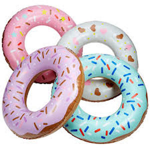 lot 12288 image: Inflatable Frosted Donut Pool Float with Sprinkles 4Pack