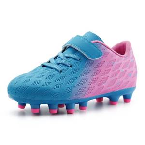 lot 1536 image: brooman Kids Firm Ground Soccer Cleats Boys Girls Athletic Outdoor Football Shoes(3,Blue Pink)