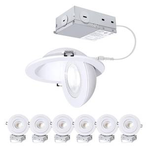 lot 1541 image: POPANU 6-Inch Gimbal Recessed Light - 12W 90° Tilt & 360° Rotation, 5CCT (2700K-5000K), IC Rated LED Eyeball Recessed Lighting, for Sloped Ceilings, Soffit Light, Hallyway��Kitchens, White 6 Pack
