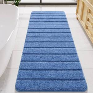 lot 1558 image: LOCHAS Long Bathroom Rugs Runner, 24 x 70 Large Bath Rug Non Slip Washable, Absorbent Microfiber Bath Mat Luxury Soft, Cozy Bathroom Runner Rug for Shower Quick Dry, Blue