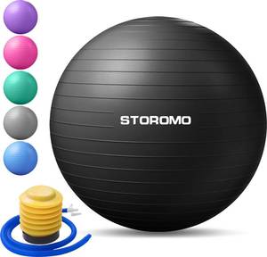 lot 1562 image: STOROMO Exercise Ball,Yoga Ball(with Exercise Tutorial)��Extra Thick Non-Slip,Holds 2500 lbs, Workout Ball for Pregnancy Birthing and Balance Stability (Black, 95cm37.4in)