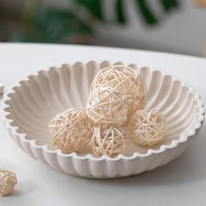 lot 1563 image: Hanobe Decorative Centerpiece Bowl Decor Large Fruit Bowls for Home Dinning Kitchen Counter Resin Scalloped Ruffle Key Tray for Living Entryway Coffee Tables