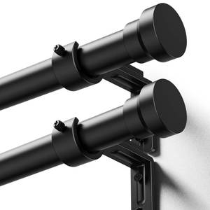lot 1571 image: YaFex Curtain Rods 2 Pack 32-144 Inch, Heavy Duty 1 Inch Curtain Rod, Black Extra Long Adjustable Window Treatment Rods, Modern Design, Easy Installation