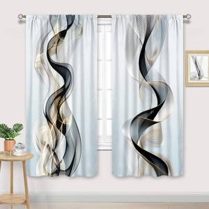 lot 2017 image: Cinbloo Abstract Black Gold Curtains 42Wx63H Inch Rod Pocket Modern Grey Minimalist Ombre Luxury Ink Texture Contemporary Art Printed Aesthetic Living Room Bedroom Window Drapes Treatment 2 Panels