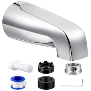lot 2435 image: Dreyoo Tub Spout (Universal Fits 12 Copper Pipe, 12 IPS and 34 IPS), Bathroom Bathtub Faucet with Adapters and Hex Wrench(Chrome,Without Diverter)