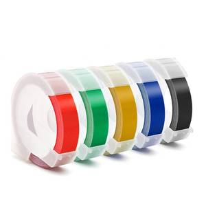 lot 2440 image: Embossing Label Tape Compatible with Dymo Label Maker,38 Inch 3D Plastic Labels Replacement for Dymo Organizer Xpress 12965 DYM 12966 Office Mate II (White on BlackRedBlueYellowGreen)