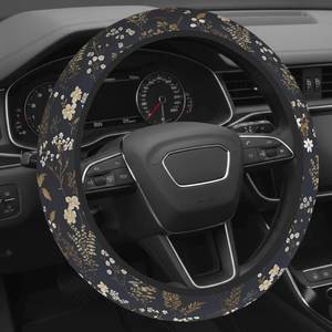 lot 2458 image: Cute Steering Wheel Cover for Women, Machine Washable Universal 14.5-15.5 inch Non-Slip Grip All Weather Use (Retro Floral Brown)