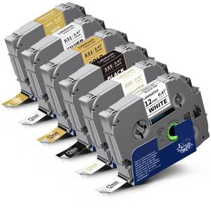 lot 2470 image: Labelwell 6-Pack Compatible TZe Label Tape 12mm 0.47 Inch Laminated Multi-Color TZ TZe-231 234 335 831 931 MQ835 TZe231 for PT-H110 D200 D210 D220 Label Maker, WhiteGoldSliverBlack