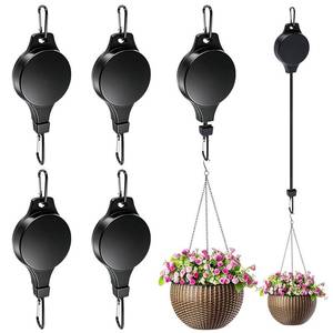 lot 2474 image: TERVEEX Retractable Plant Hanger with Pulley System, Effortless Raising and Lowering for Indoor and Outdoor Plants, Hanging Planters, Garden Pots & Bird Feeders (4-Pack,Black)