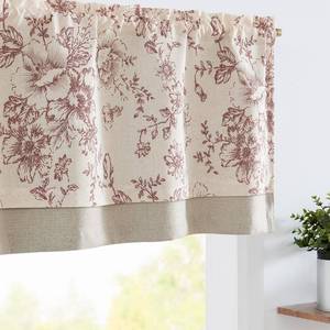 lot 2483 image: jinchan Linen Floral Valance Double Layer Kitchen Window Curtain Brick Red Flower Valance for Living Room Cafe Farmhouse Light Filtering Rustic Country Curtain 18 Inch Rod Pocket 1 Panel