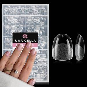 lot 2494 image: UNA GELLA Extra Short Oval Nail Tips, Pre-Etched Round Clear Fake Nails 216pcs Soft Gel Acrylic Nail Tips Full Cover False Ultra Short Gel Nail Tip for Beginners Nail Salon Extensions 12 Sizes