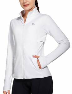 lot 2498 image: baleaf Womens Fleece Running Jacket Water Resistant Full Zip Winter Cold Weather Gear Thermal Cycling Workout Jackets White XL