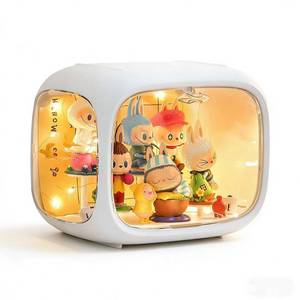 lot 3166 image: Clear Acrylic Display Case for Figures with LED Light, Dustproof & Moistureproof Display Stand with Door, Storage Box for Lego Collectibles, Action Figures, Pop Mart and Model Toys