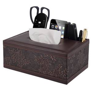 lot 3167 image: XNONE Tissue Box Cover Rectangle Retro Tissue Box Holder PU Leather Facial Tissues Organizer,Multifunctional Remote Control Stationery Storage Box,Home Office Supplies Car Napkin Caddy