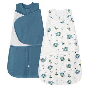 lot 3179 image: ZIGJOY Sleep Sack Swaddle 0.5 TOG Baby Wearable Blanket 100% Cotton Baby Swaddle Blanket for Newborns 0-6 Months for Boy Girl, Blue&Space