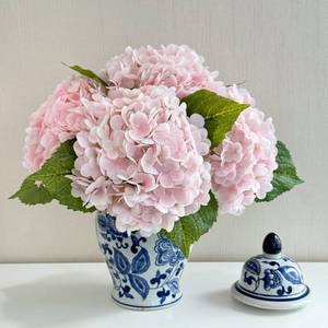 lot 3186 image: ZYTUYO Pink Hydrangea Artificial Flower 3 PCS 21in Real Touch Large Hand Feel Moisturizing Latex Flower Head with Long Stem for Wedding Decor Home Floral Arrangement Table Centerpieces