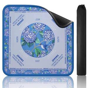 lot 3204 image: TIASUSAN Blue Mahjong Learning Mat (33�� x 33��) with Black Carrying Bag, Anti-Slip, Noise-Reducing Mahjong Mat for Table, Board Games, Tile Games and Cards