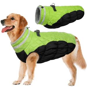 lot 4305 image: LeLePet Warm Fleece Dog Jacket, XX-Large, Lime, Adjustable, Reflective, Water-Resistant, Windproof, Turtle Neck, for Small Medium Large Dogs