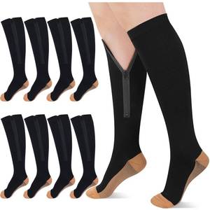 lot 4314 image: Tarpop 4 Pair Zipper Compression Socks Closed Toe 20-30 Mmhg Calf Knee High Compression Stocking for Men Women Swelling Edema (Large  X-Large,Yin-yang Pattern)