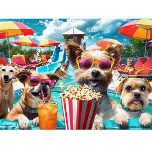 lot 4322 image: 300 Piece Jigsaw Puzzle for Adults, Fun at The Amusement Park Dog Puzzles, Funny Puppy Jigsaw Puzzles, Animal Pet Lover Challenging Puzzles for Friends Family Activity Game Nights Gifts