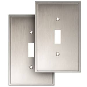 lot 4328 image: Henne Bery Soft Modern Decorative Wall Plate Switch Plate Outlet Cover (Single Toggle 2PK, Satin Nickel)