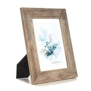 lot 4340 image: KAIWIN 100% Solid Wood Brown 5x7 Picture Frame 1 Pack - Display Picture 4x6 with Mat, Rustic Wooden Photo Frames for Table Top and Wall Mounting