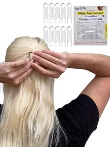 lot 4344 image: Good Hair Days Magic-Grip Hairpins - 2 12 U-Shaped Grip Hair Pins for Fine, Thick, Curly & Long Hair, Invisible Strong Hold Hair Styling Accessories, Set of 10, USA-Made (Crystal)