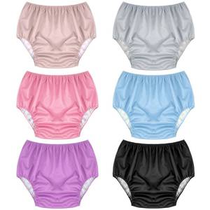 lot 4358 image: Breathffy 6 Pcs Adult Leakproof Incontinence Underwear for Women Men Pull on Cover Pant Washable Underpants Reusable Plastic Diaper Covers for Disabled, Elderly, Postpartum (Mixed Colors,Medium)
