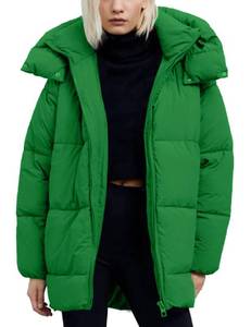 lot 5198 image: Kissonic Womens Warm Winter Coat Hooded Puffer Jacket Full Zip Long Puffer Coat with Pockets(Green-M)