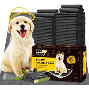 lot 5200 image: DOGGO DOUG Charcoal Puppy Pads 100 Counts,22x22 Dog Pee Pads Small Disposable Activated Carbon Super Absorbent Full Edge-Wrapping Pee Pads Odor-Control Training Pads for Doggie Cats Rabbits