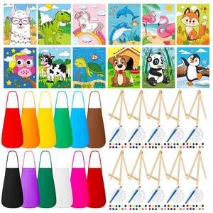 lot 5207 image: Ireer 84 Pcs Paint Party Set Include 12 Animal Pre Drawn Canvas, Brushes, Palettes, 12 Set Acrylic Paints, Apron Canvas, Painting Kit for Birthday Party Gift Creative Supplies(5 x 7 Inches)