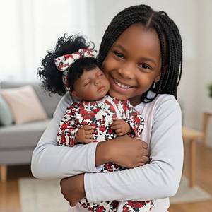 lot 5223 image: YuDill 18 Inch Realistic Black Reborn Baby Doll �� Sleeping African American Baby Girl Doll, Soft Cloth Body, Hand-Rooted Hair, Lifelike Newborn Doll for Kids & Collectors