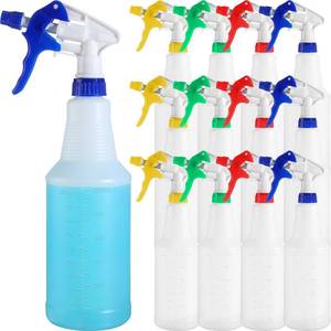lot 5224 image: Eaasty 12 Pack Plastic Spray Bottles for Cleaning Solution 25 oz Leak Proof Mist Spraying Safe Squirt Bottle Refillable with Adjustable Head for Plants, Pet, Vinegar, BBQ(Red, Blue, Yellow, Green)