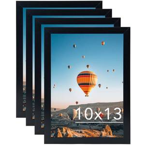 lot 5228 image: JCJMY 10x13 Picture Frame Set of 4 Black for Wall Hanging, Wall Mounting Horizontally or Vertically, 10 x 13 Wall Gallery Poster Photo Frame with Shatter Resistant Plexiglass, 4 Pack, Black