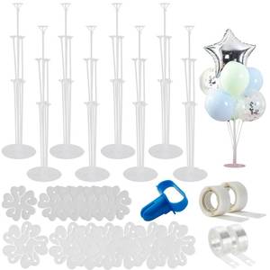 lot 5229 image: Jiesky 8 Sets 28 Inch Balloon Stand Kits, Balloon Sticks with Base For Table Floor Graduation Baby Shower Happy Birthday Engagement Fiesta Party Decorations Class