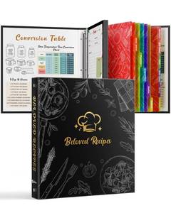 lot 5238 image: Recipe Binder 8.5x11 3 Ring Set, Waterproof Full Recipe Book Binder with Plastic Sleeves, Recipes, Dividers & Labels, Blank Recipe Card Book to Write in Your Own Recipes