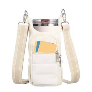 lot 6424 image: Roxola 40 oz Water Bottle Bag, Crossbody Water Bottle Carrier with Adjustable Strap, Suitable for Walking, Hiking and Other Activities Beige