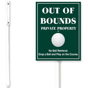 lot 6427 image: Houseuse Golf Course Sign - 8x12 Inch Aluminum, Green, Elegant, Waterproof, Rectangular with Ground Stake