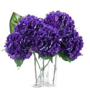 lot 6434 image: Coferset 5pcs Hydrangea Artificial Flowers Real Touch 20 inch Lifelike Hydrangea Flower for Home Wedding Office Party Living Room Decoration (Purple)