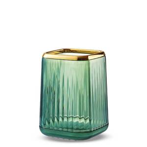 lot 6437 image: Makeup Brush Cup Holder Organizer for Vanity, Acrylic Vintage Green Make Up Brushes Holders Container Storage with Striped Design for Bathroom Countertop, Cute Pen Pencil Holder Cosmetic Cup for Desk