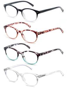 lot 6443 image: OLOMEE Blue Light Blocking Reading Glasses Women 2.00 Ladies Small Round Readers Blue Ray Circular Cheaters for Small HeadFace BlackClearTortoise Shell 4 Pack