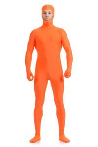 lot 6456 image: ATHX Mens and Womens Spandex Open Face Bodysuit Costume Adult Stretchy Halloween Cosplay Body Suit Zentai Suit Outfits (Orange, Large)