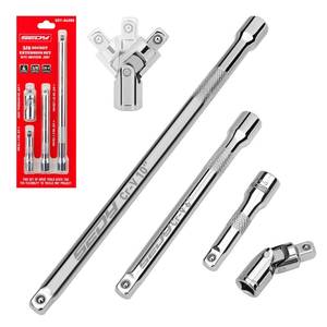 lot 6470 image: 3-Piece 38 Drive Socket Extension Bar Set, Professional Socket Extension Set Include 3, 6, and 10 Inch Extensions and 38 Inch drive Universal Joint Sockets, Premium Cr-V Steel Construction incomplete