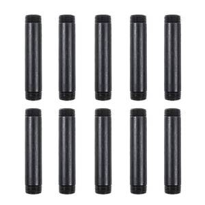 lot 6471 image: Niubid 10 Pack 12 Inches x 4 Inches Black Malleable Steel Nipples Fitting, DIY Steampunk Industrial Vintage Style.
